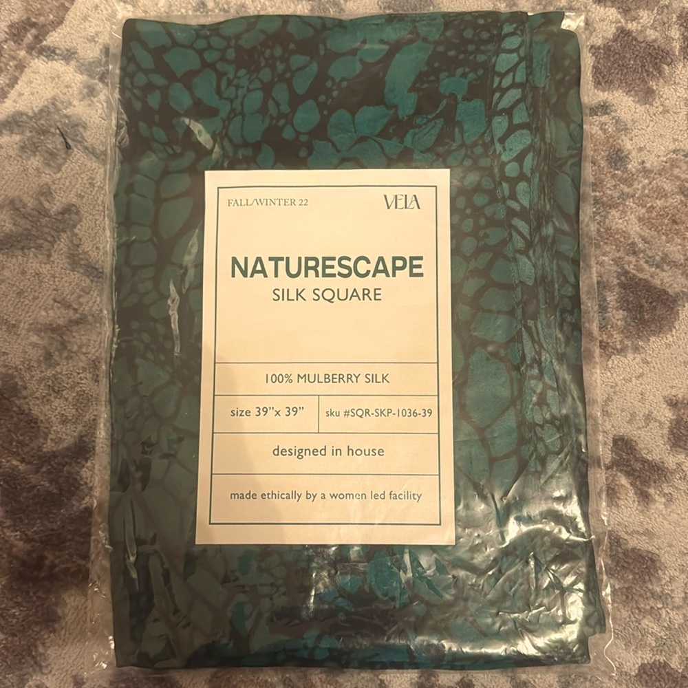 NWT vela scarves naturescape silk square 100% mulberry silk square hijab